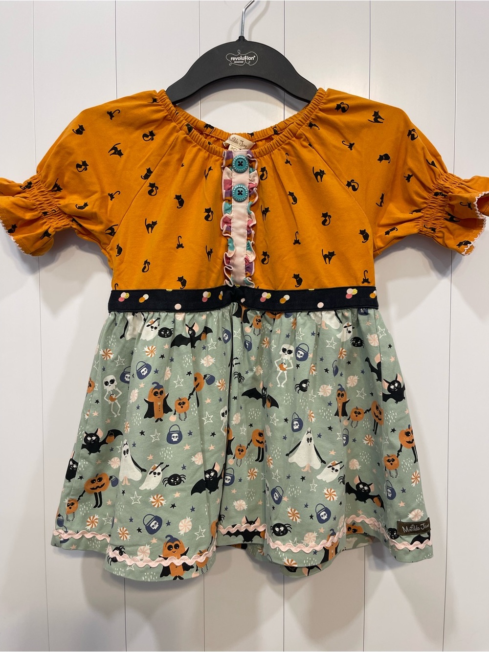 Matilda Jane Orange & Mint Halloween Print Dress-Style Top size 8